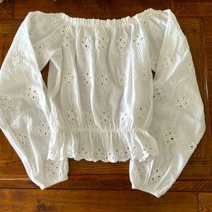 Cute White Eyelet Boho Top